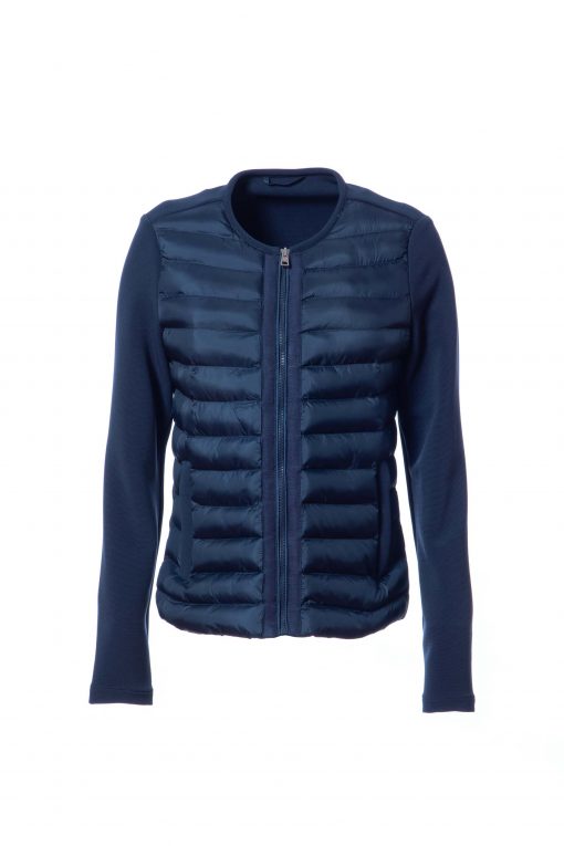 100g quilted jacket with stretch knit inserts