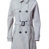 Double-breasted trench coat in laminated fabric