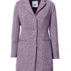 Woven fabric overcoat with jewelled buttons